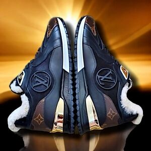 Louis Vuitton Limited Edition Shearling Fur Run Away Sneakers Unisex 7 COA NWT